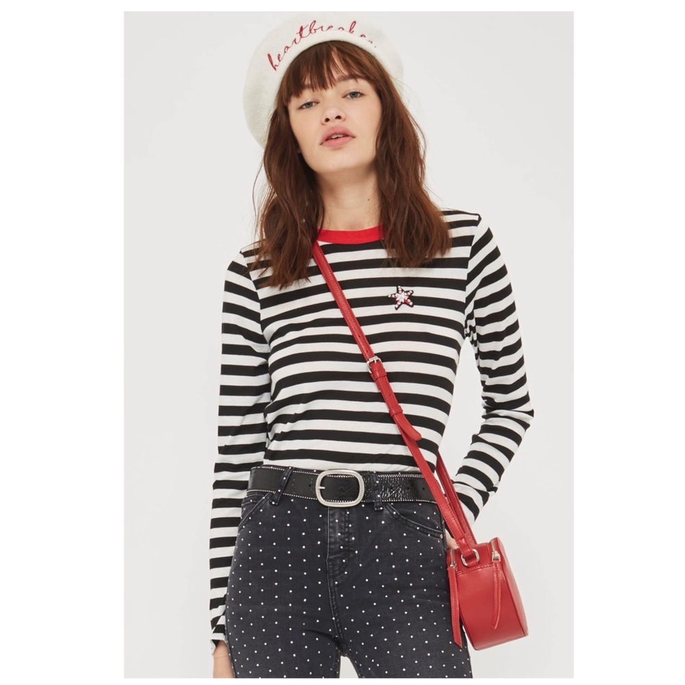 TopShop Star Appliqué Stripe Tee
